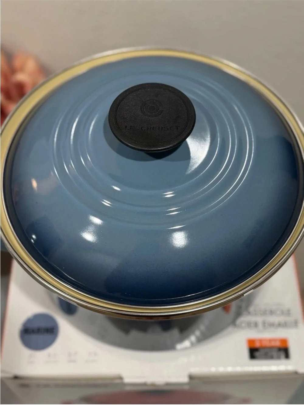 Le Creuset Casserole 20cm Marine Blue Cast Iron Enamel On Steel Casserole W/ lid